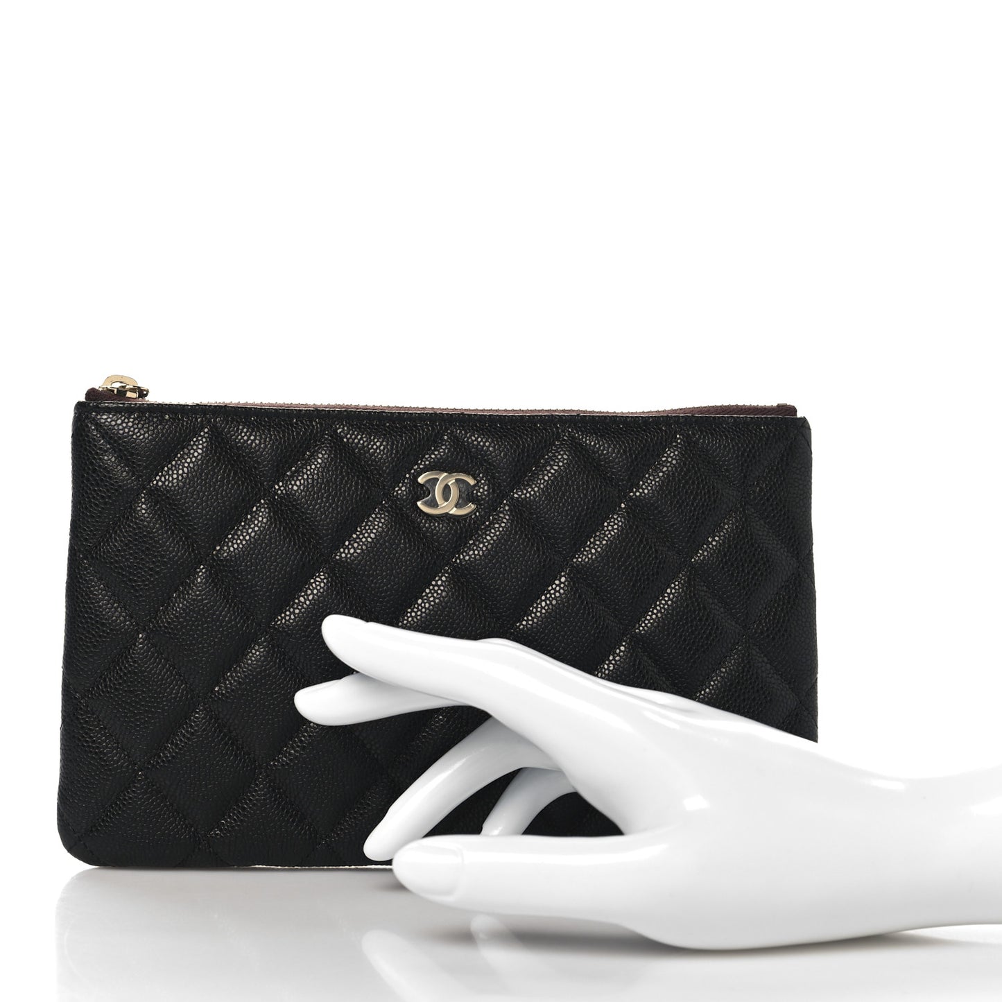 Caviar Quilted Small Zipped Pouch Black