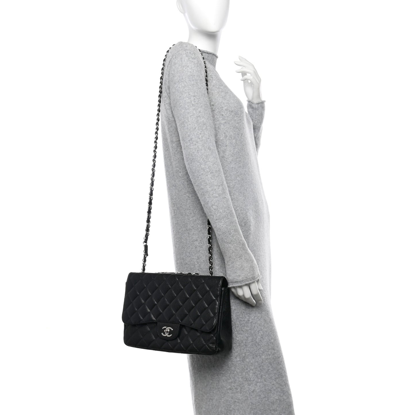 Caviar Quilted Jumbo Single Flap Black