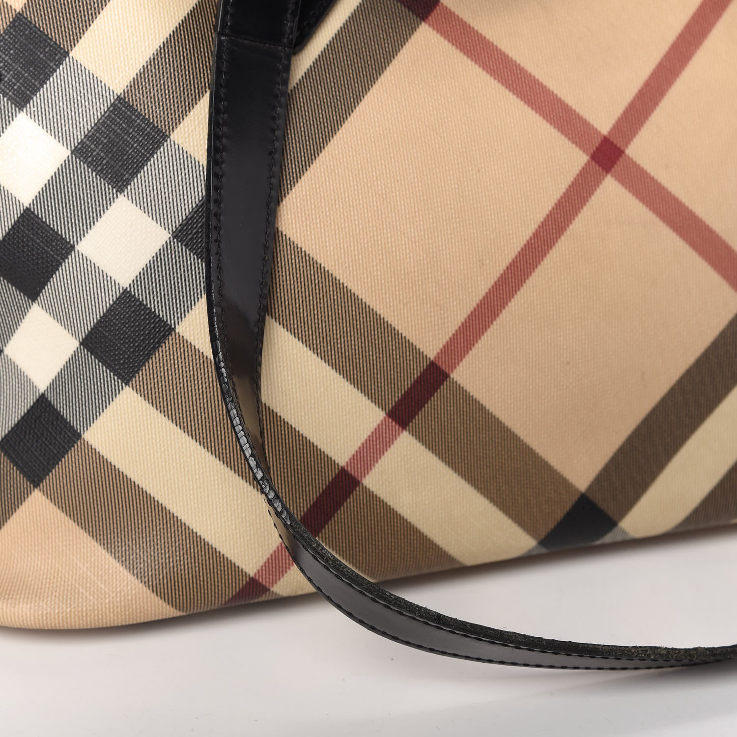 Burberry Patent Trim Nova Check Shopper Tote Black 13 of 17