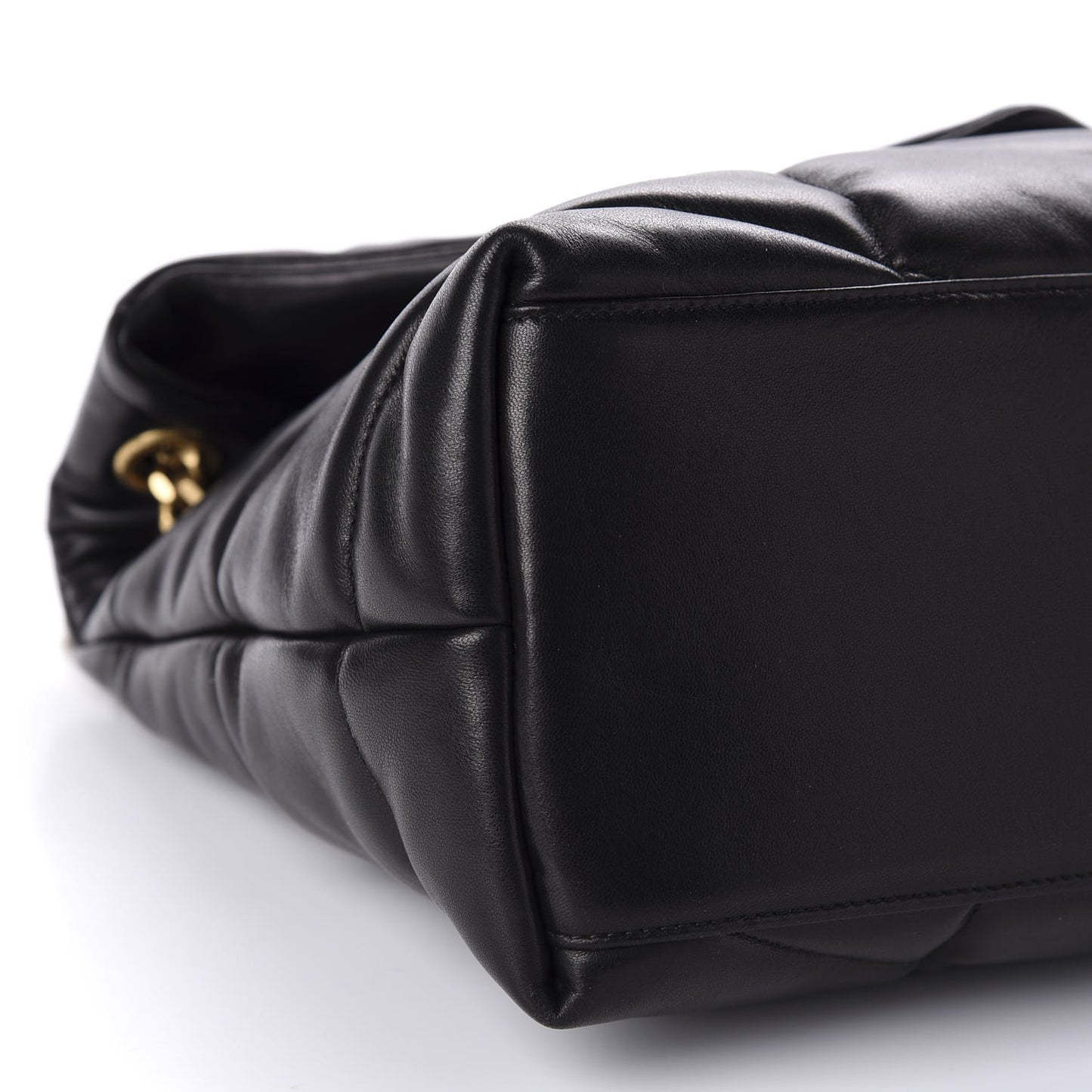 Lambskin Quilted Medium Loulou Puffer Monogram Chain Satchel Black