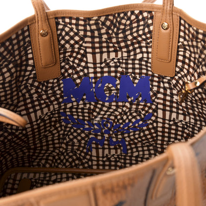 MCM Visetos Medium Liz Reversible Shopper Tote Cognac 7 of 9