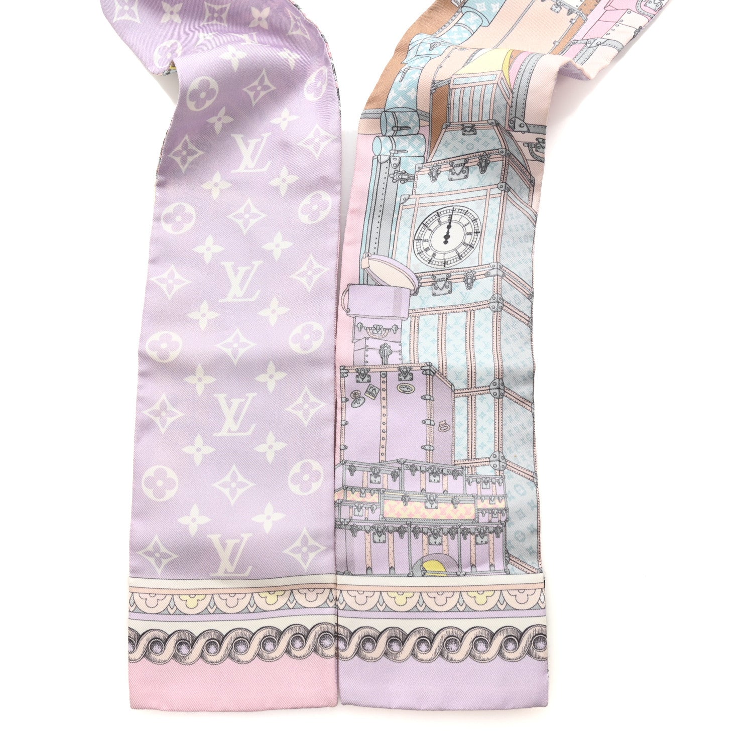 Louis Vuitton Silk Monogram Around The World Bandeau Mauve 1847374