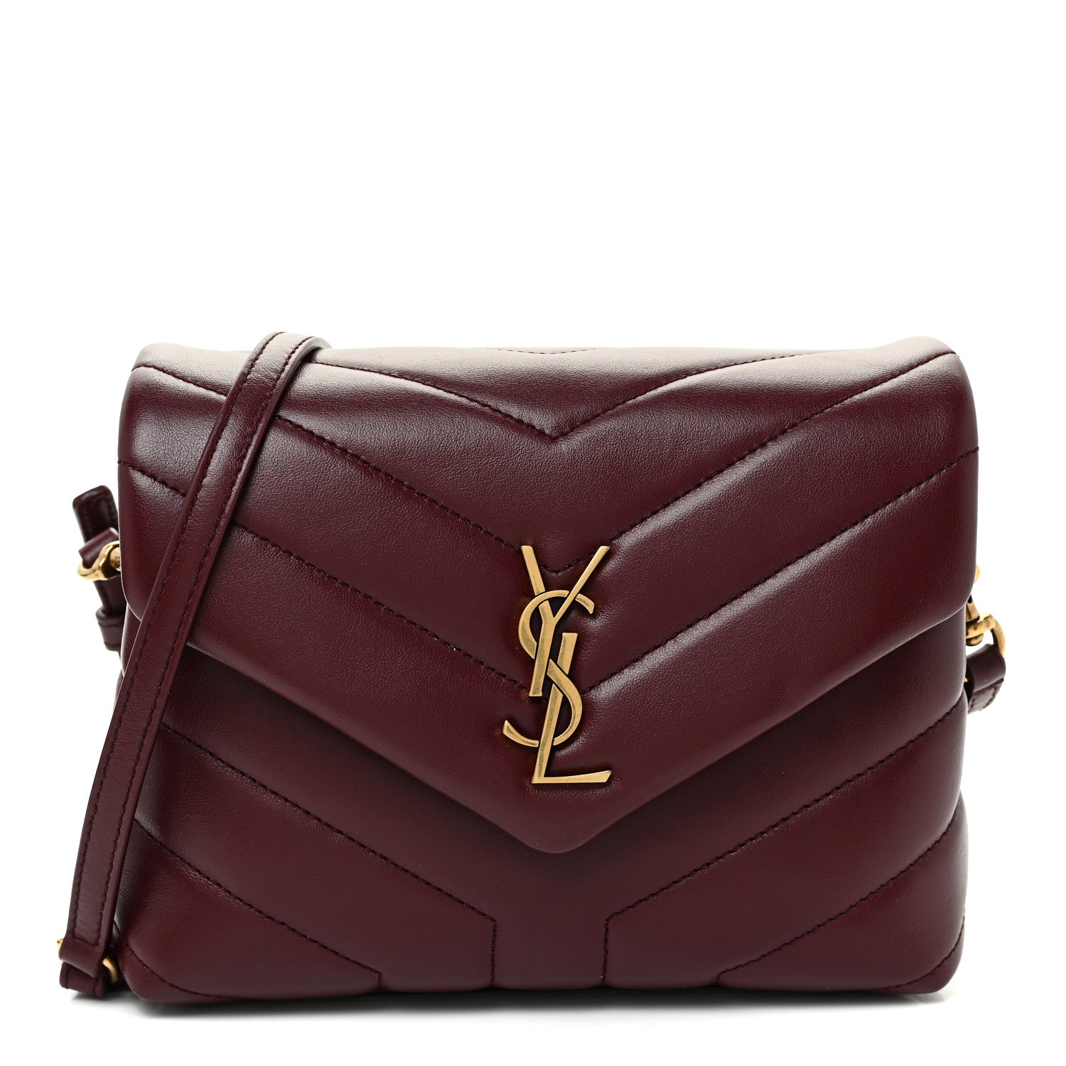 Saint Laurent Calfskin Y Quilted Monogram Toy Loulou Monogram Crossbody Bag Rouge Legion 1 of 12