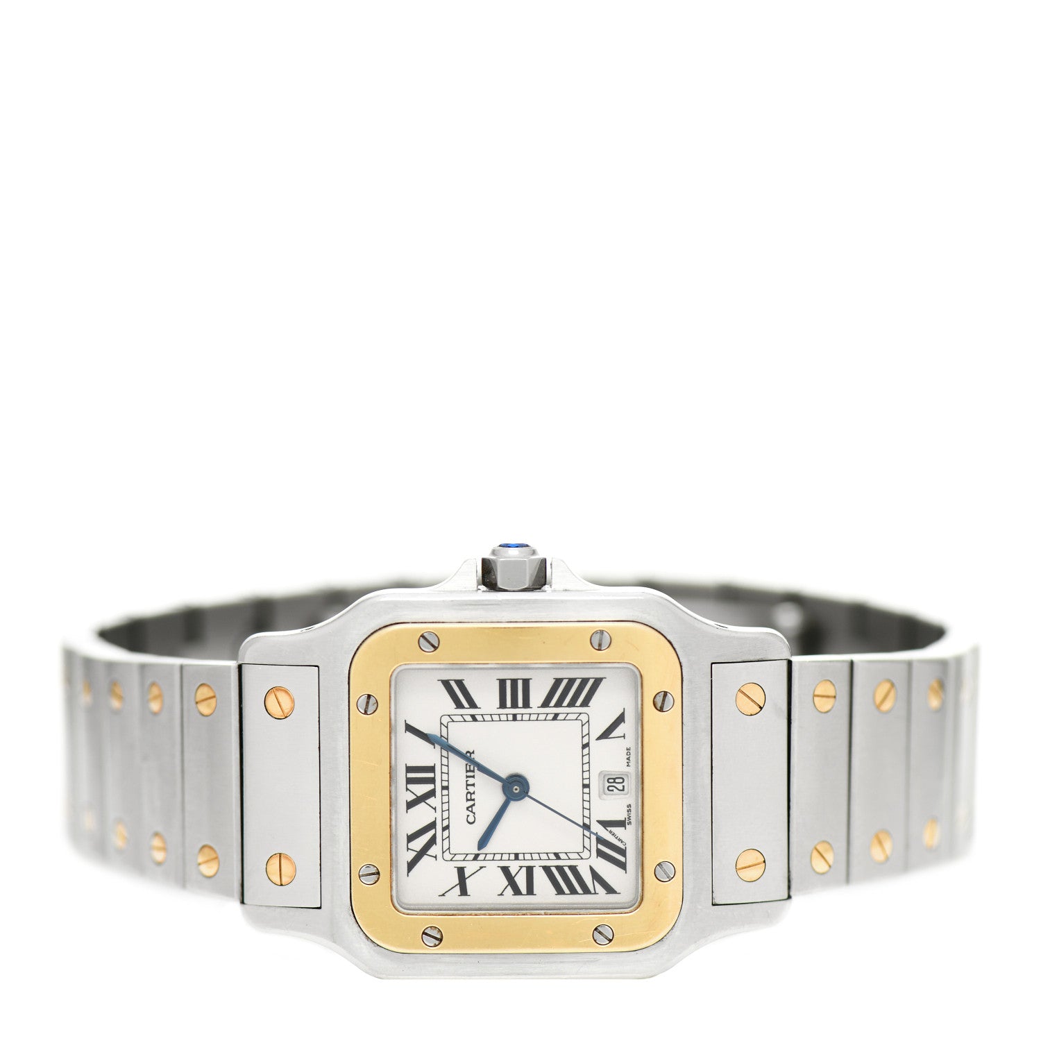 Cartier Stainless Steel 18K Yellow Gold 29mm Santos De Cartier Galbee Quartz Watch 2 of 4