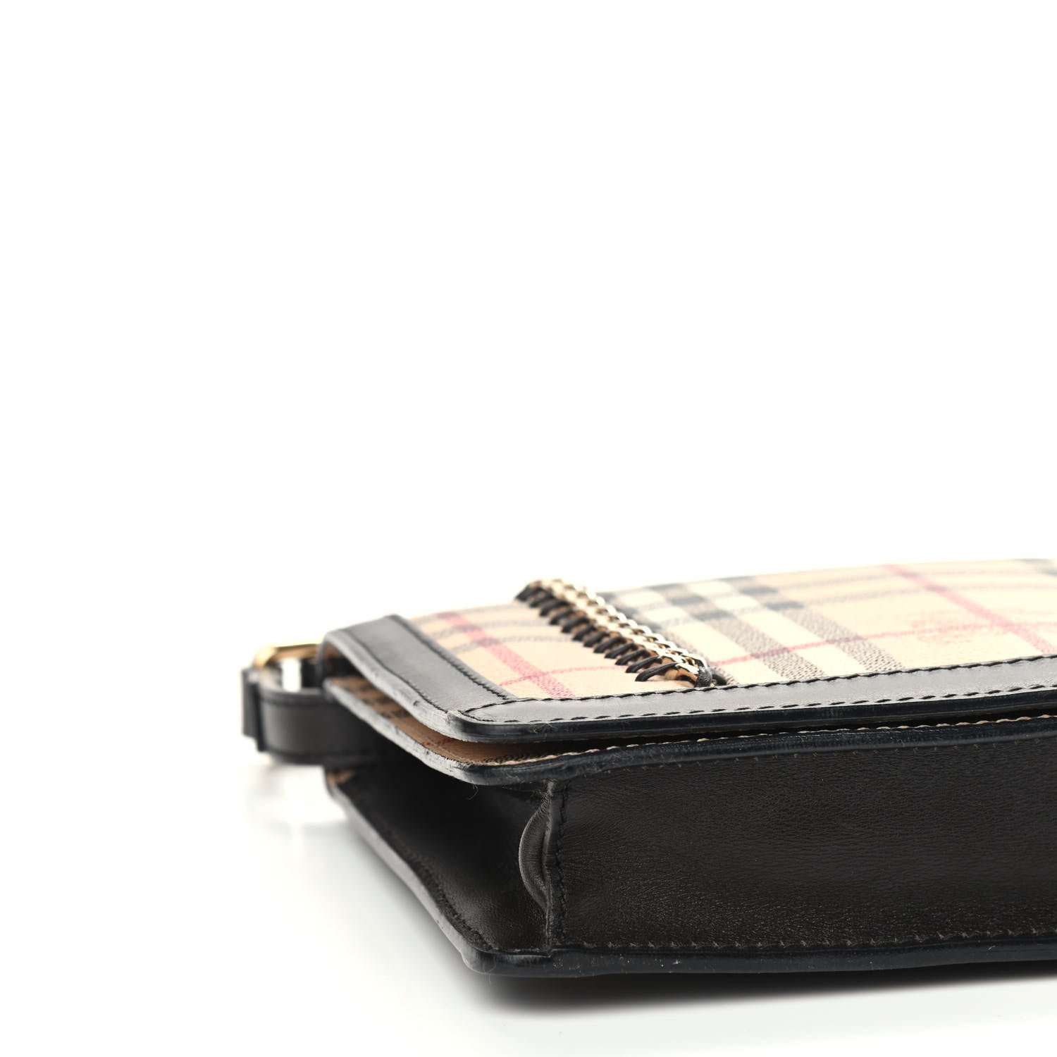Burberry Haymarket Check Stitched Chain Crossbody Bag Black 9 of 10