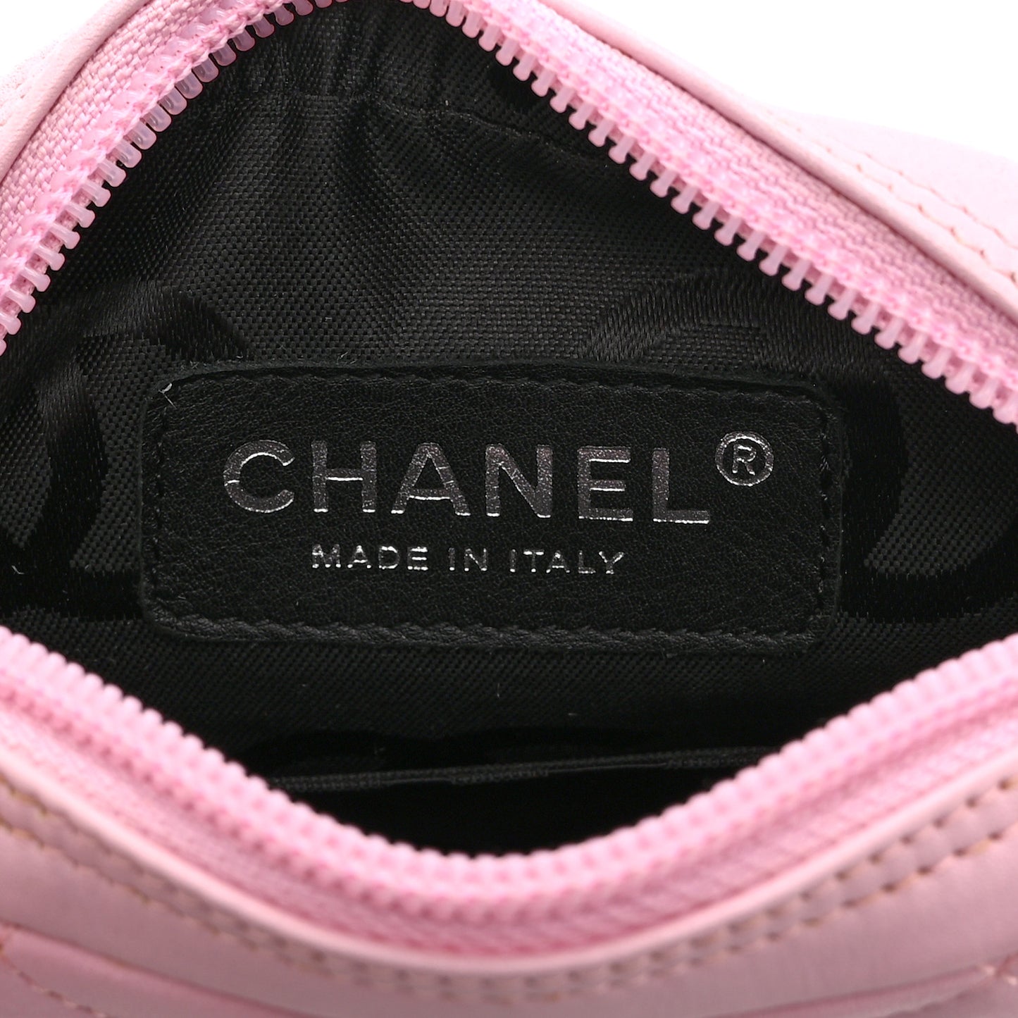 Calfskin Quilted Small Cambon Messenger Pink Black