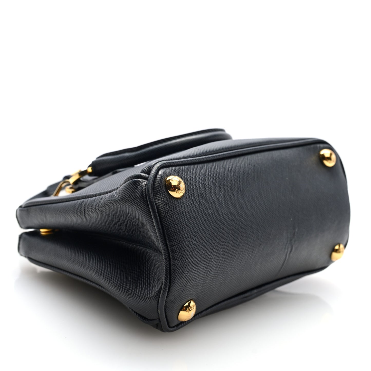 Saffiano Micro Galleria Double Zip Tote Black