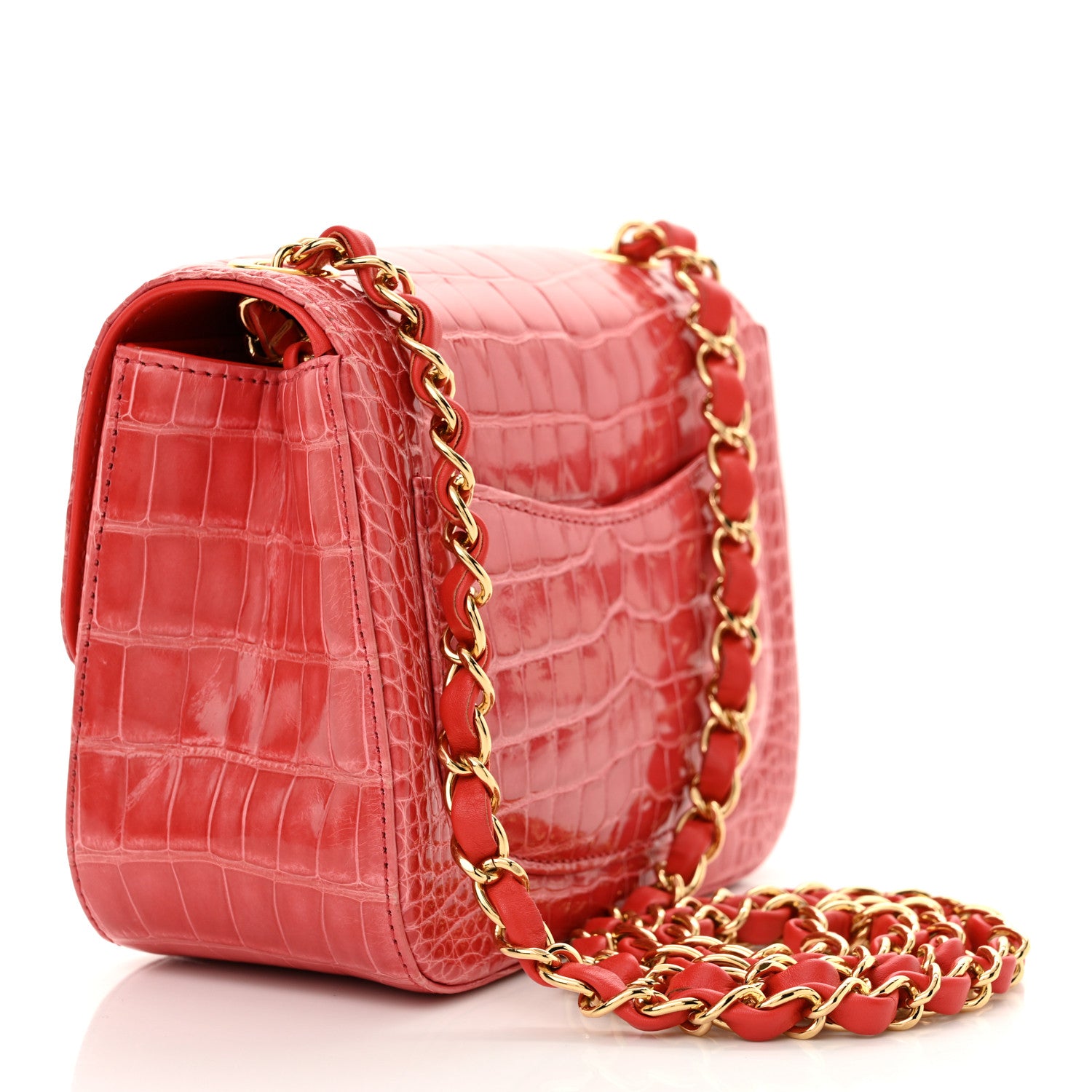 Chanel Shiny Alligator Mini Square Flap Pink 3 of 11