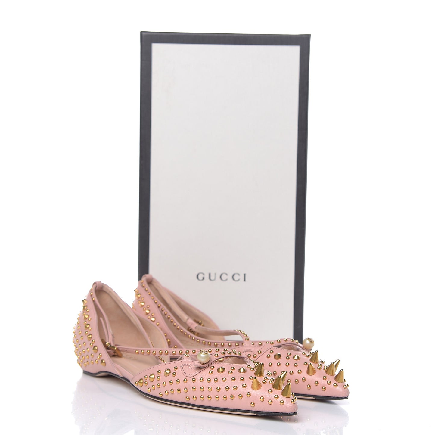 Malaga Kid Studded Pointed Toe Unia Flats 37.5 Perfect Pink