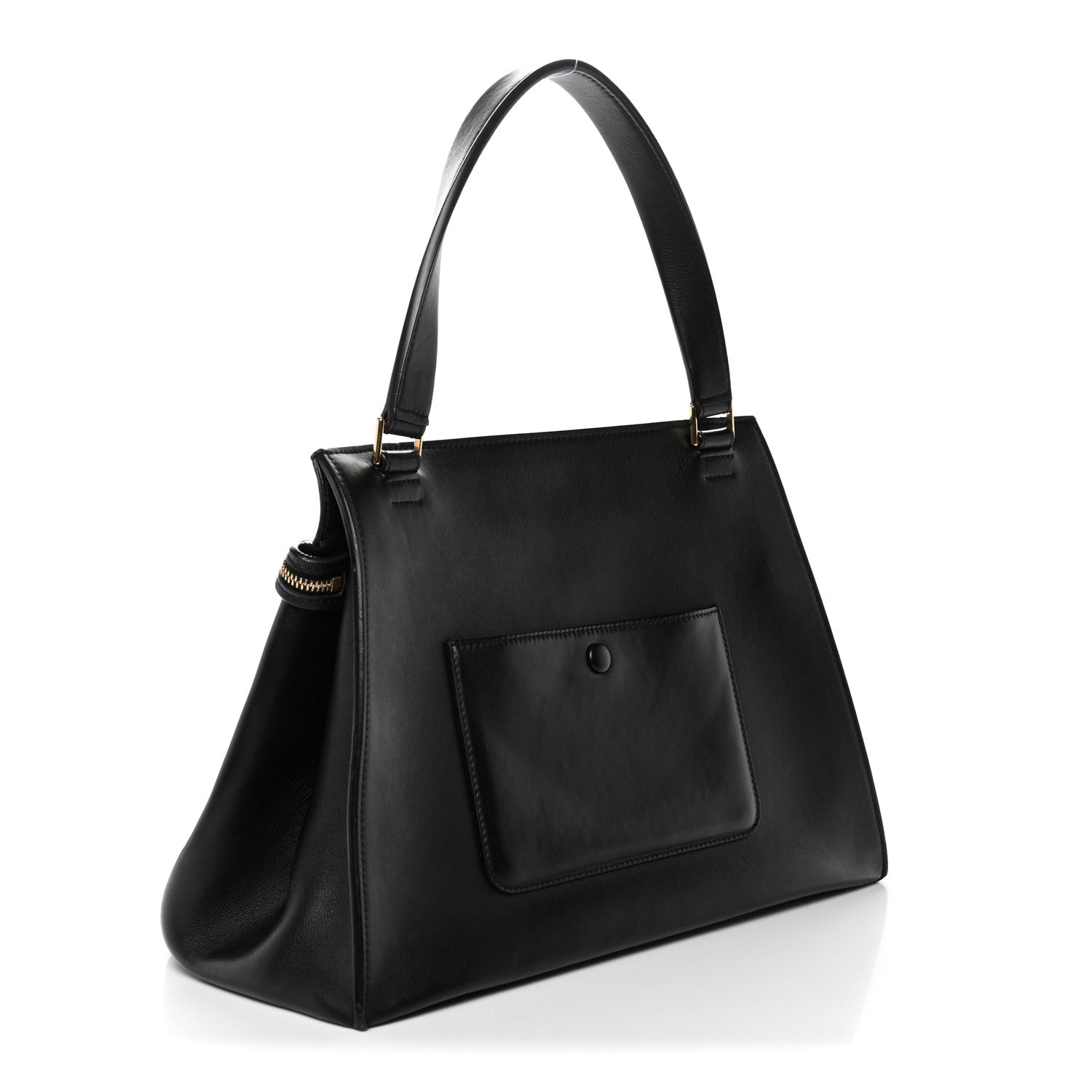 Celine Smooth Calfskin Medium Bi-Color Edge Shoulder Bag Black Beige 3 of 11