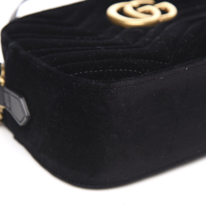 Gucci Velvet Matelasse Small GG Marmont Chain Shoulder Bag Black 9 of 10