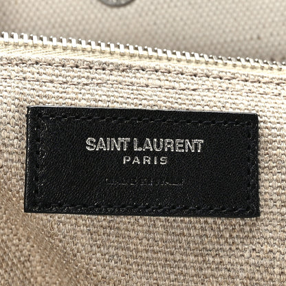 Saint Laurent Linen Calfskin Small Rive Gauche Tote Greggio Natural 6 of 9