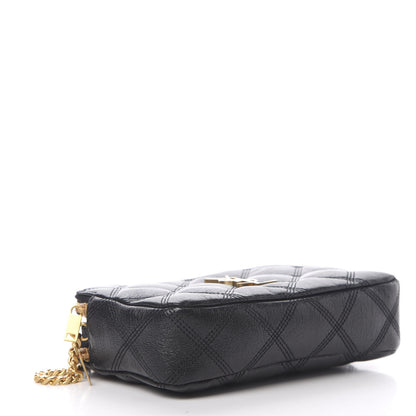 Saint Laurent Grained Lambskin Quilted Mini Becky Double Zip Bag Black 4 of 12