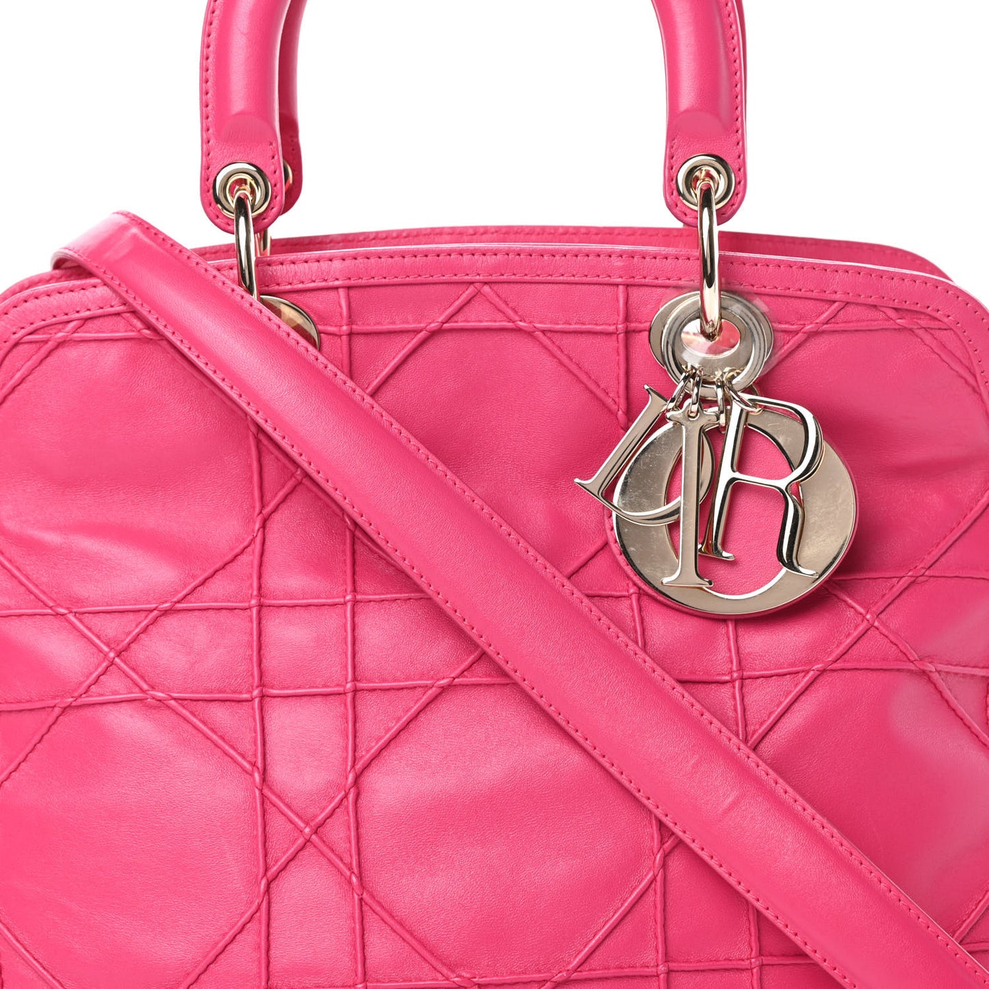 Lambskin Cannage Medium Granville Tote Fuchsia