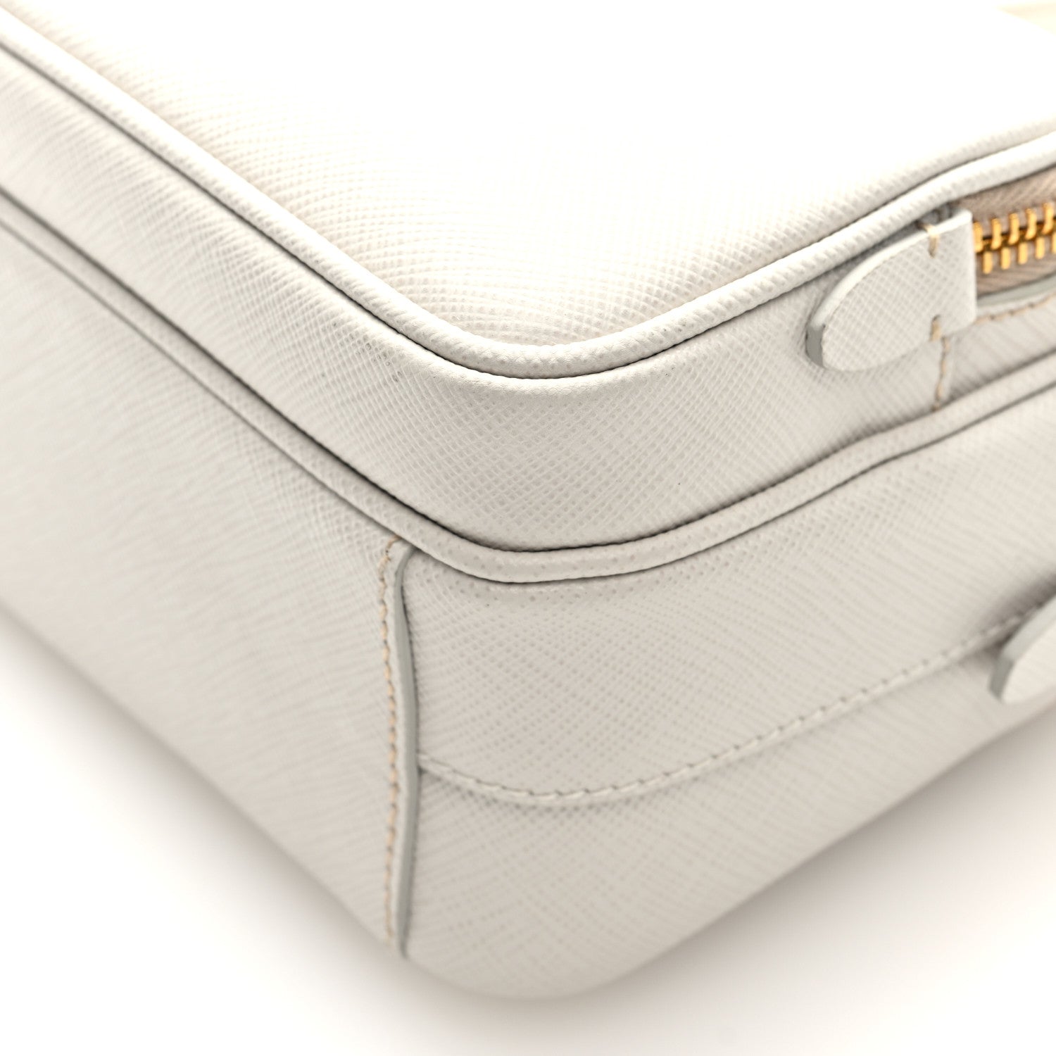 Prada Saffiano Lux Double Zip Crossbody Bag Talco 10 of 10