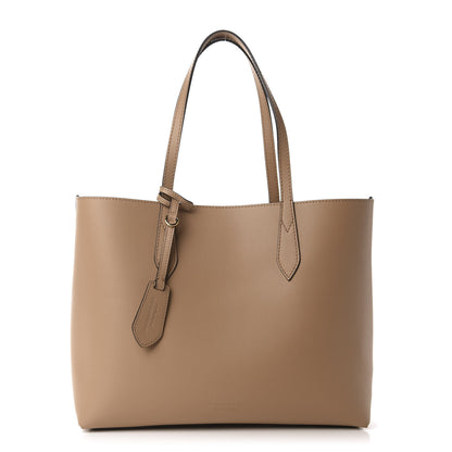 Burberry Grainy Calfskin Haymarket Check Medium Reversible Tote Camel 9 of 15