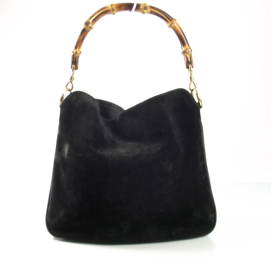 Suede Bamboo Top Handle Tote