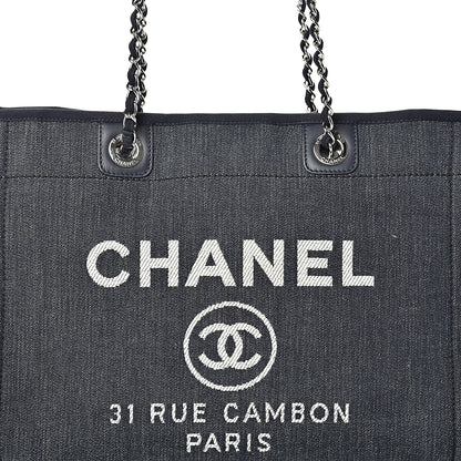Chanel Denim Small Deauville Tote Dark Blue 7 of 9