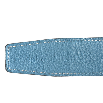 Hermes Box Togo 32mm Belt Strap 90 Black Blue Jean 3 of 6