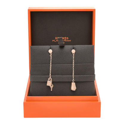 Hermes 18K Rose Gold Kelly Clochette Earrings 6 of 6
