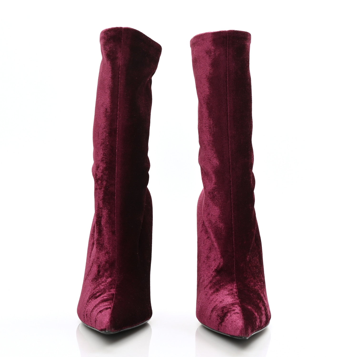 Balenciaga Velvet Extreme Pointed Toe Knife Booties 40 Rouge Prune 2 of 6