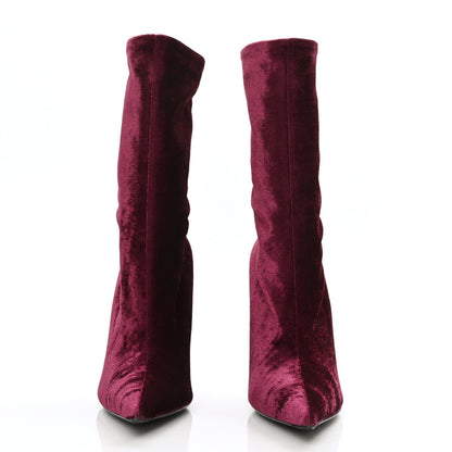 Balenciaga Velvet Extreme Pointed Toe Knife Booties 40 Rouge Prune 2 of 6