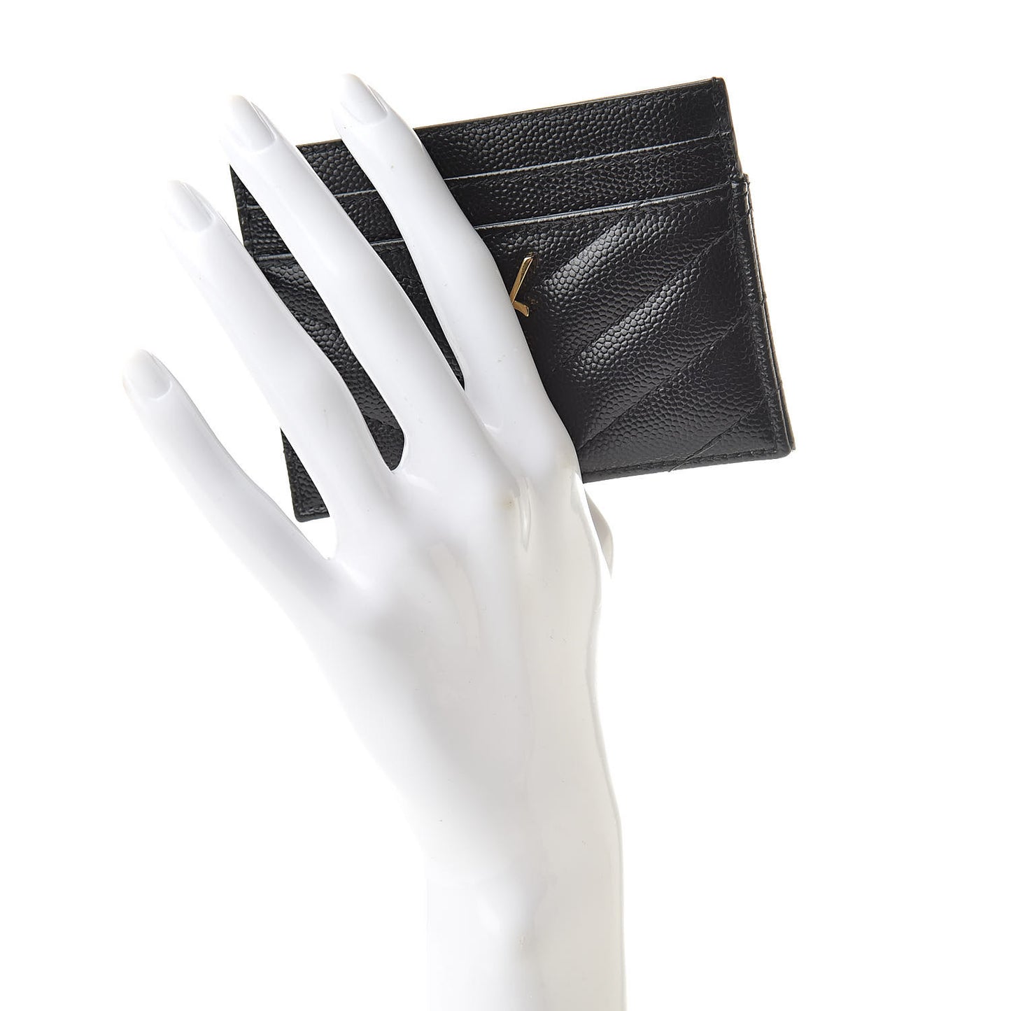 Grain De Poudre Matelasse Chevron Monogram Credit Card Case Black