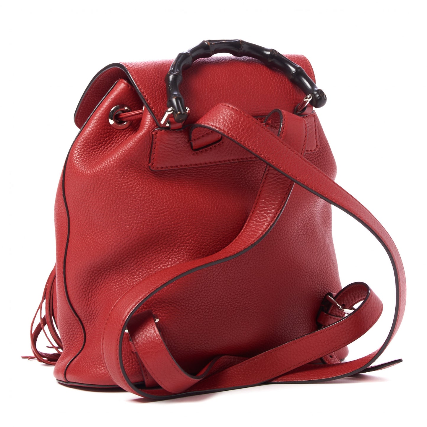 Calfskin Small Bamboo Backpack Red