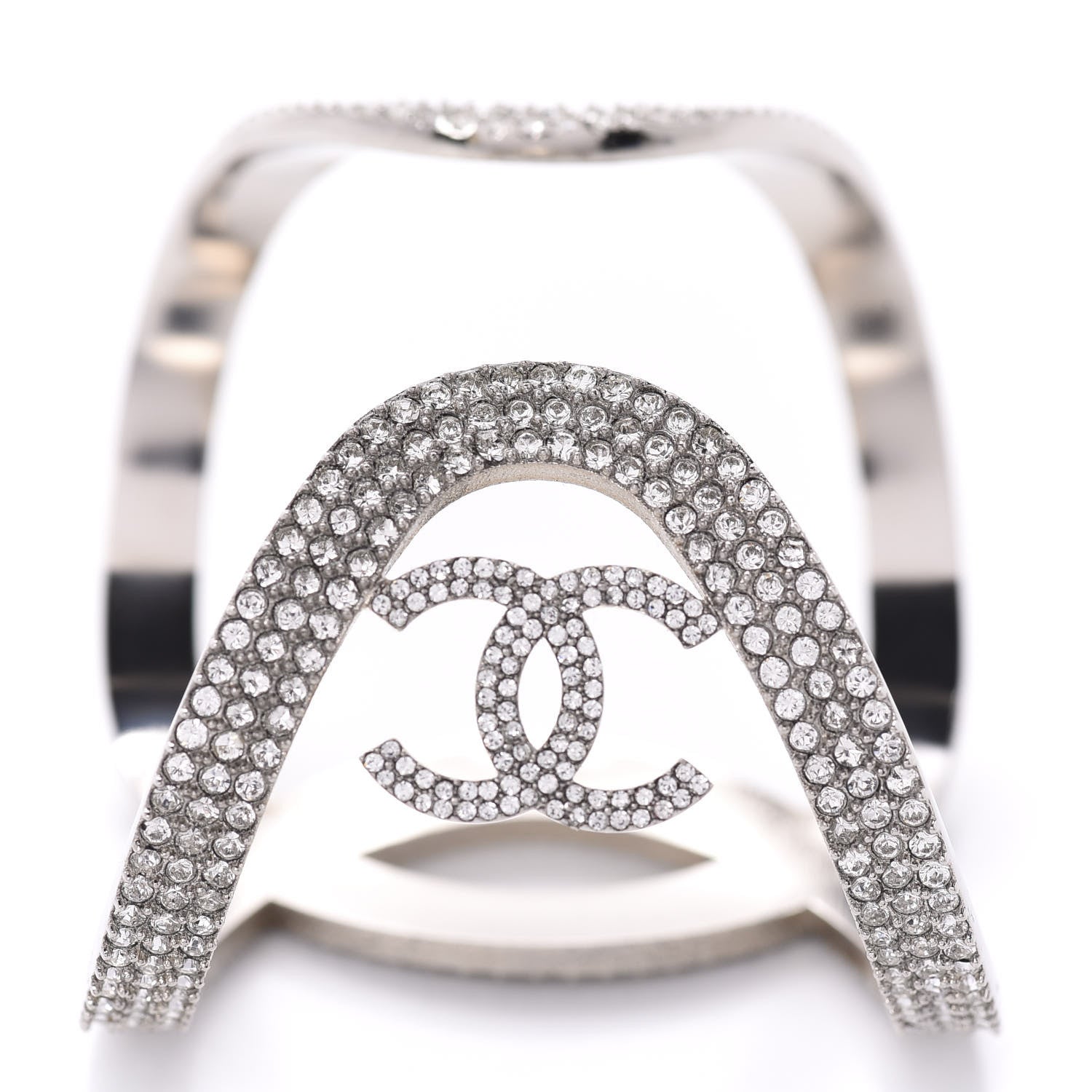 Chanel Crystal CC Cuff Silver 5 of 6