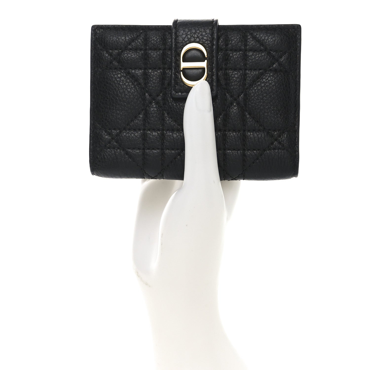 Christian Dior Supple Calfskin Cannage Caro Dandelion Card Holder Black 2 of 6