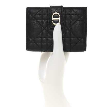 Christian Dior Supple Calfskin Cannage Caro Dandelion Card Holder Black 2 of 6