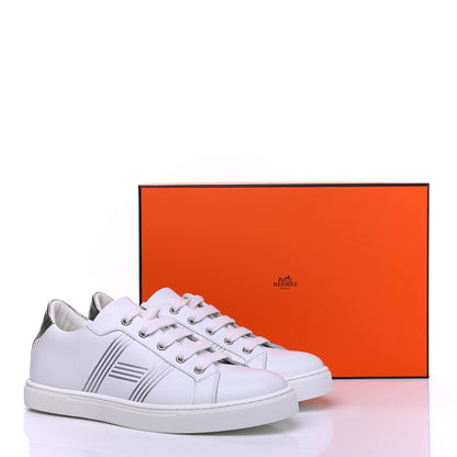 Hermes Calfskin Womens Advantage Sneakers 38 White Gris Argente 9 of 9