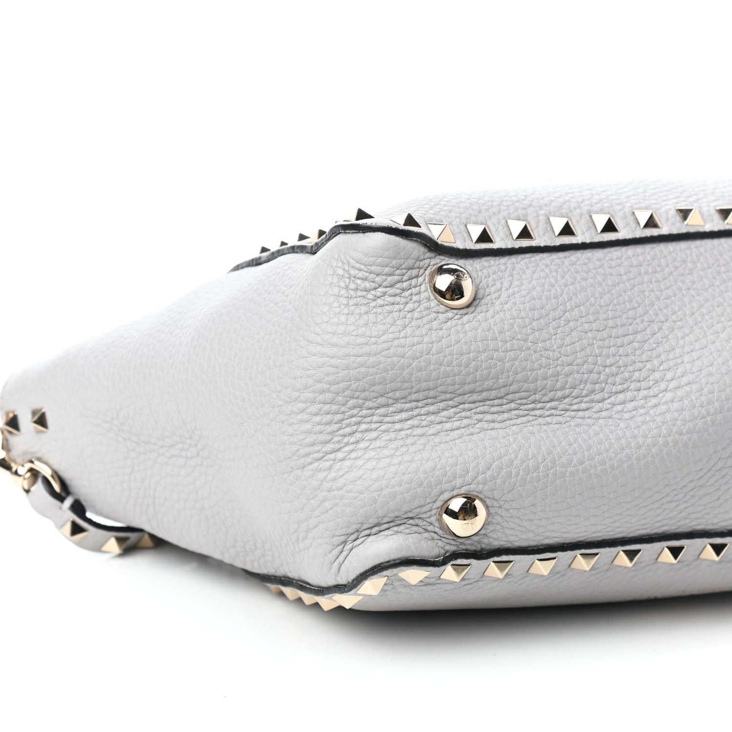 Valentino Garavani Grained Calfskin Small Rockstud Tote Pastel Grey 7 of 8