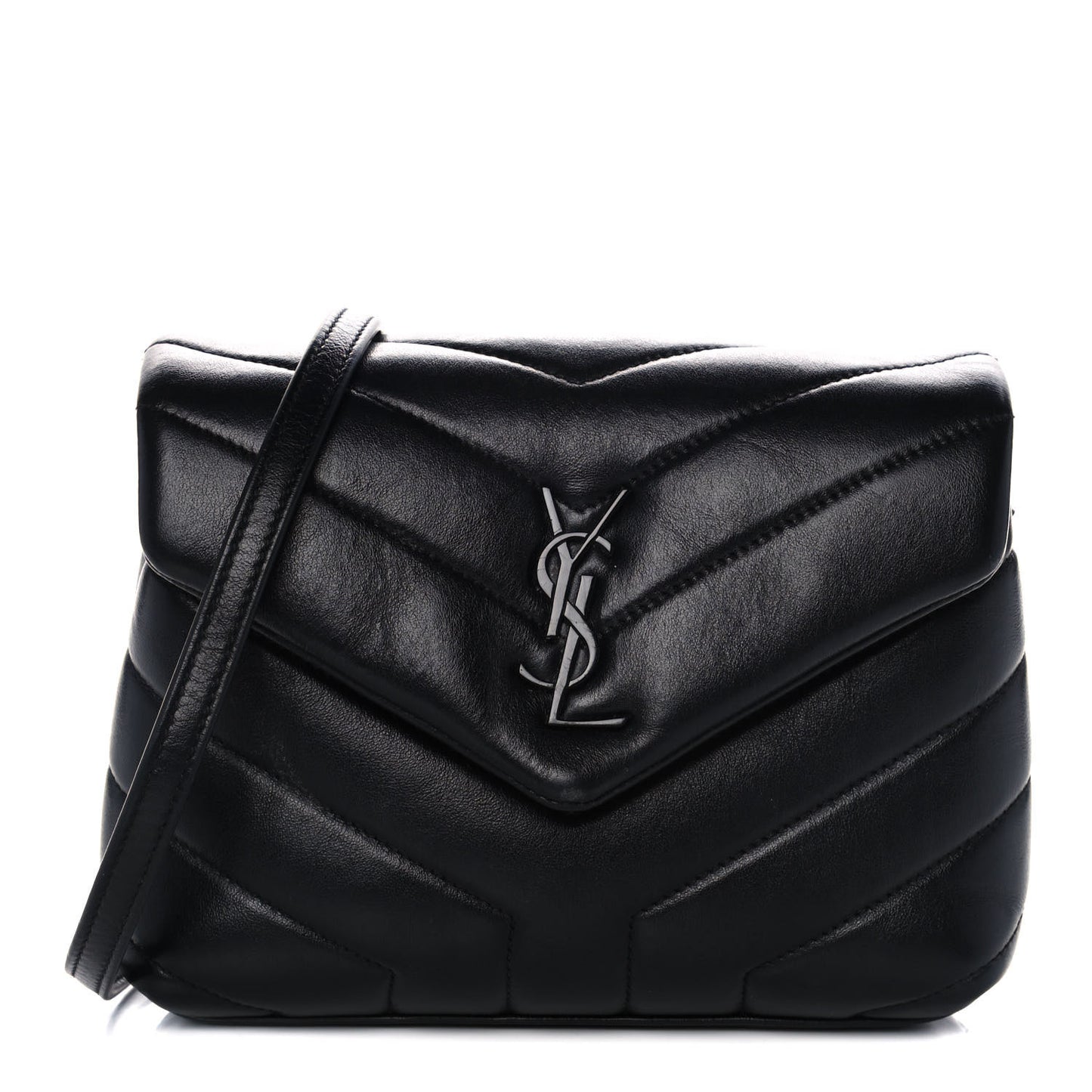 Calfskin Y Quilted Monogram Toy Loulou Crossbody Bag Black
