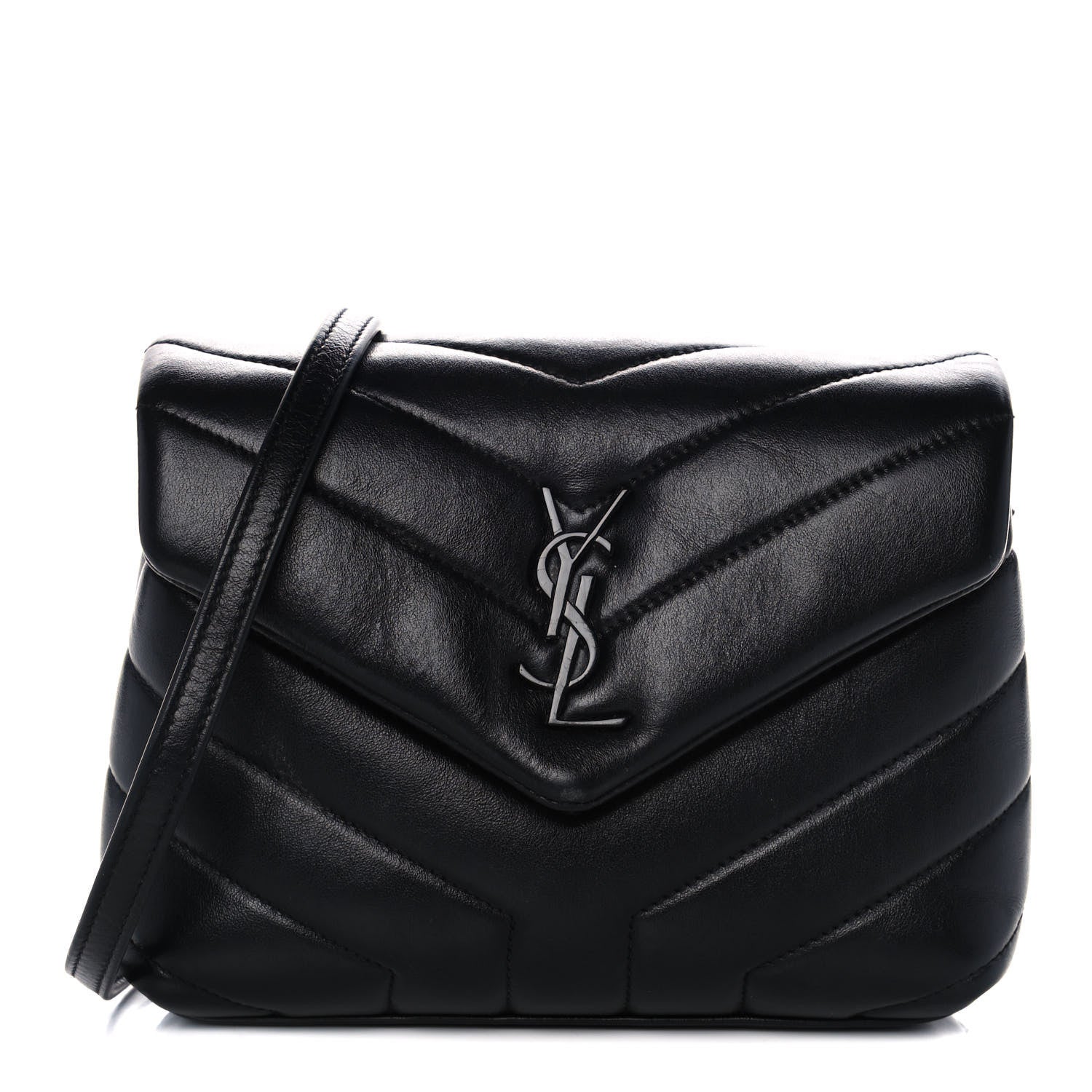Saint Laurent Calfskin Y Quilted Monogram Toy Loulou Crossbody Bag Black 1 of 18