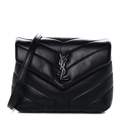 Saint Laurent Calfskin Y Quilted Monogram Toy Loulou Crossbody Bag Black 1 of 18