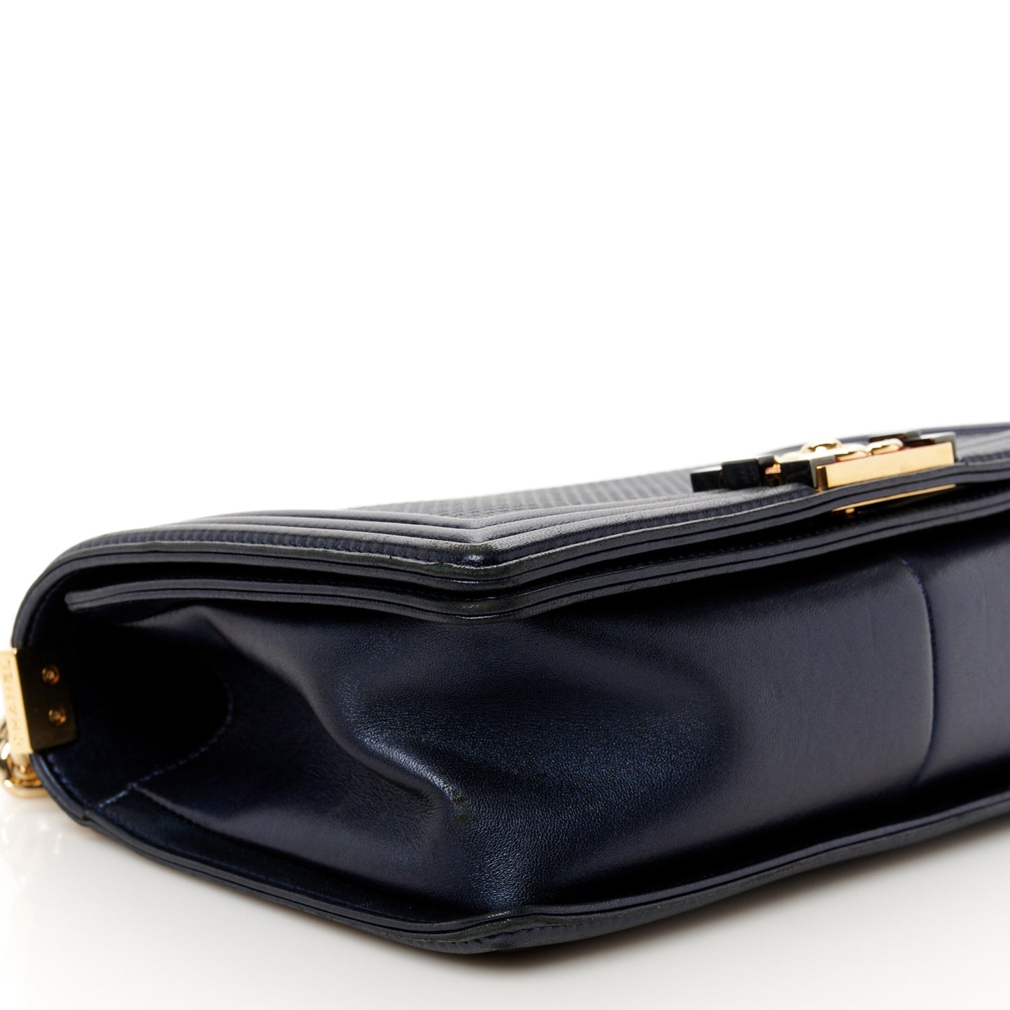 Lambskin Embossed Medium Boy Cube Flap Navy