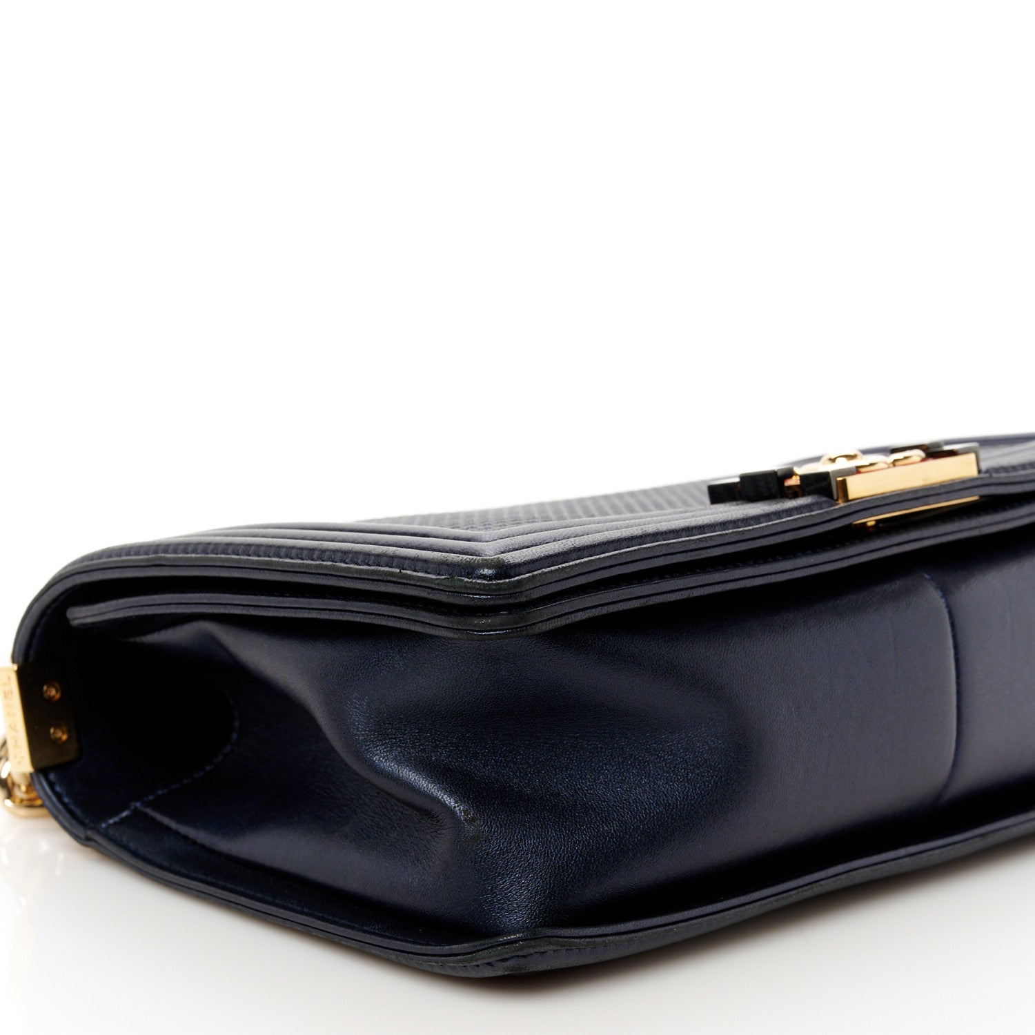 Chanel Lambskin Embossed Medium Boy Cube Flap Navy 9 of 10