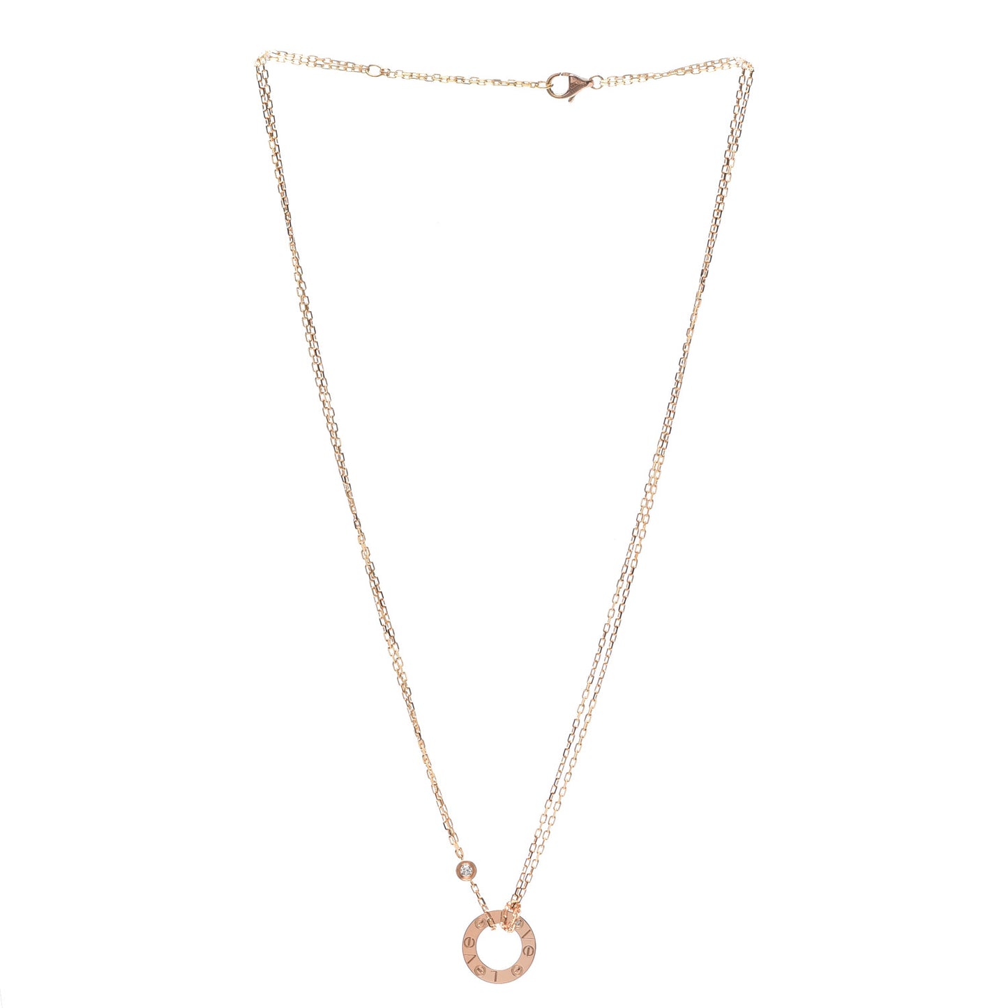 18K Yellow Gold 2 Diamond LOVE Necklace