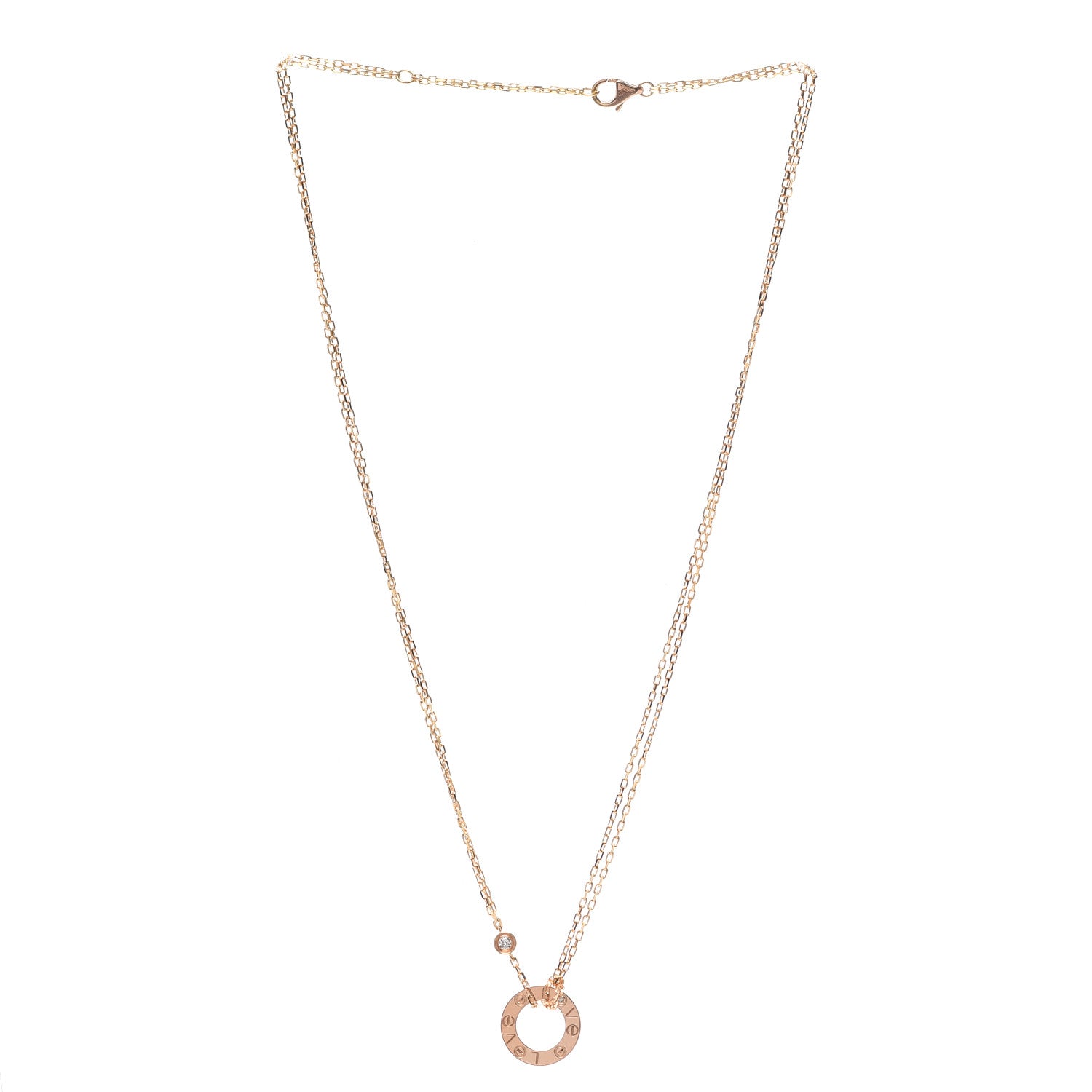 Cartier 18K Yellow Gold 2 Diamond LOVE Necklace 3 of 5
