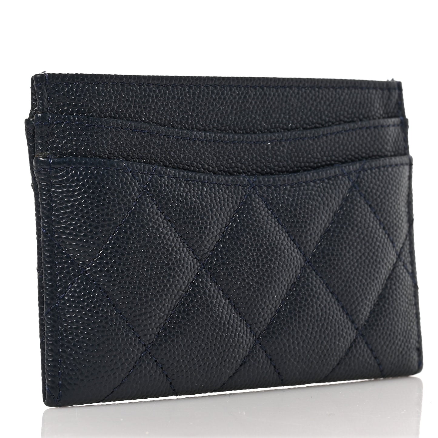 Caviar Quilted Card Holder Navy