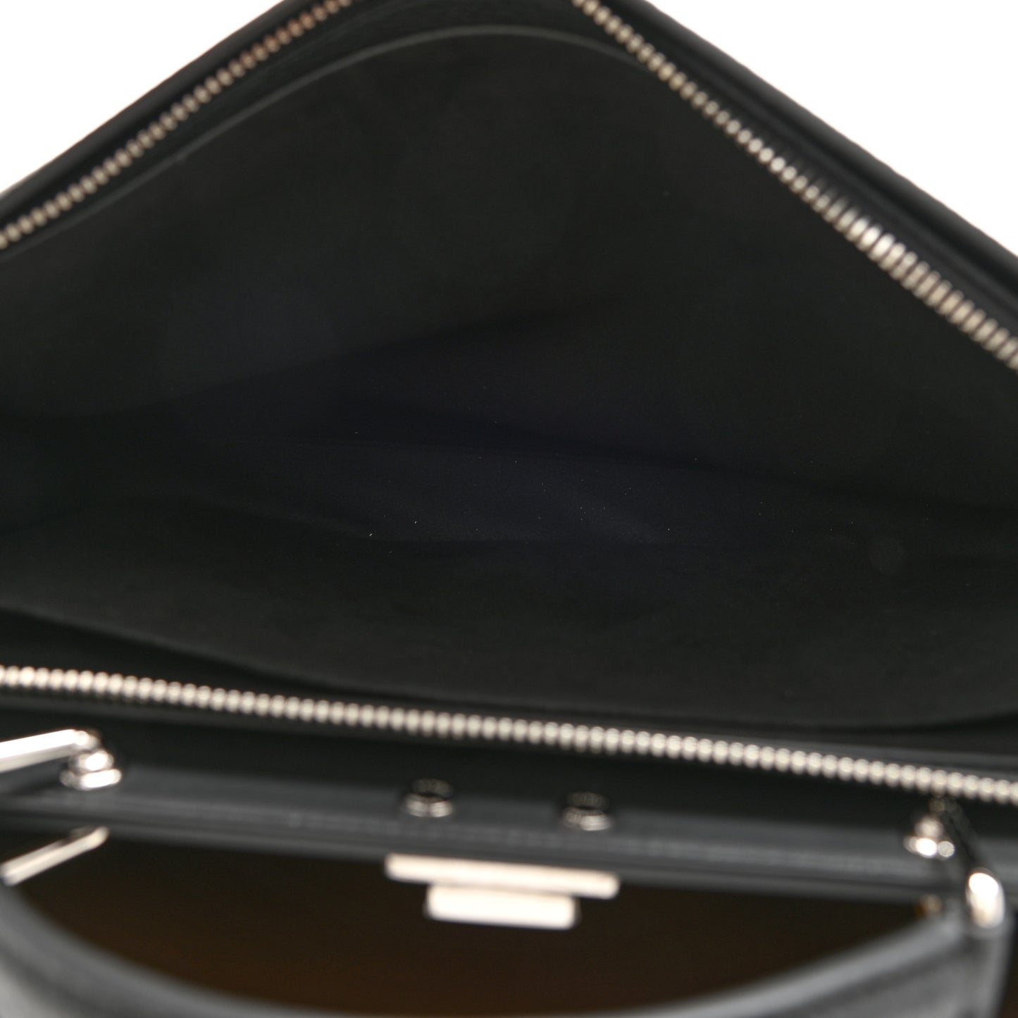Cuoio Romano Vitello Cover Glazed Fabric Bi-Color FF 1974 Medium Peekaboo I SEE U Satchel Black Mimosa Tobacco Moro