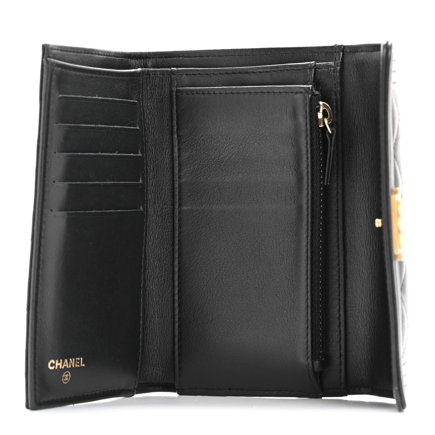 Chanel Lambskin Quilted Medium Boy Flap Wallet Black 5 of 10