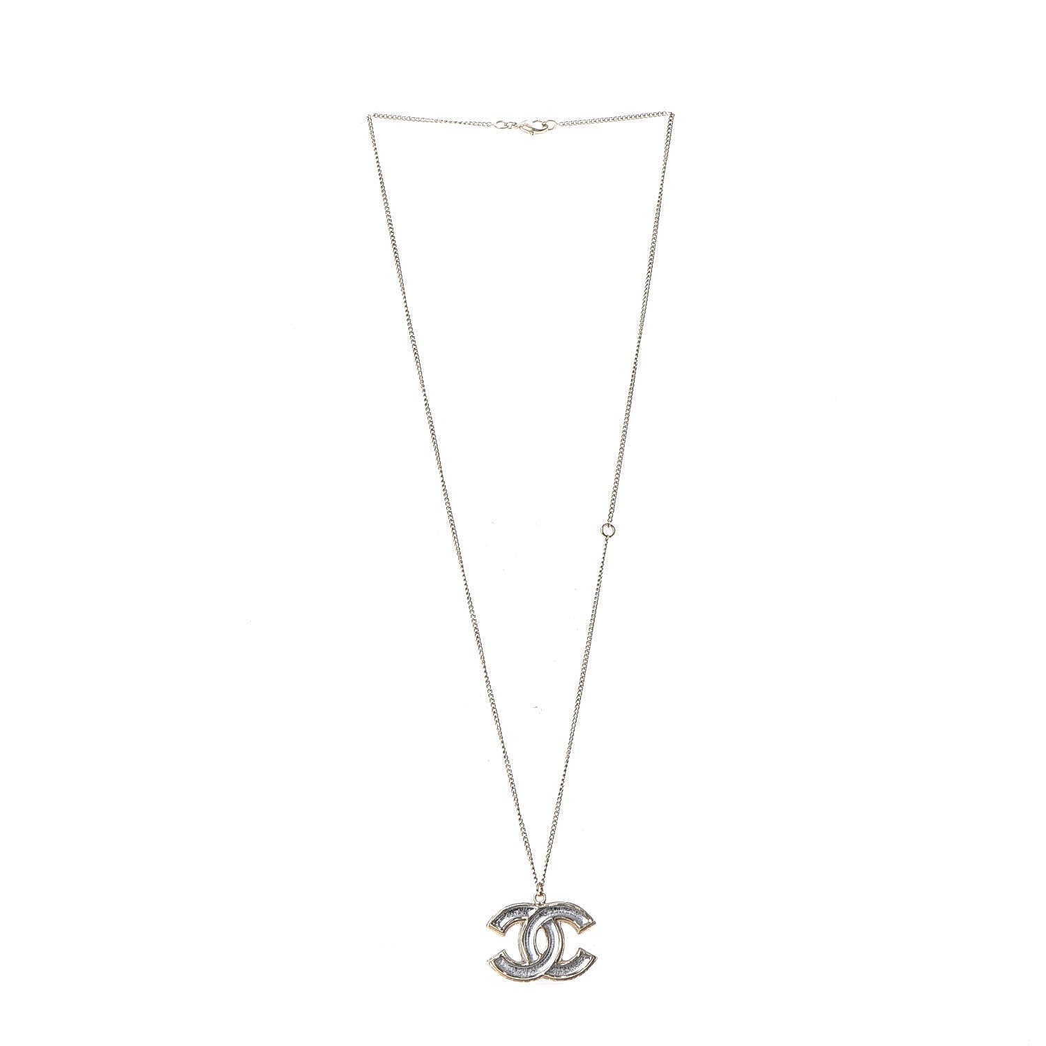 Chanel Enamel CC Pendant Necklace Gold Silver 4 of 8