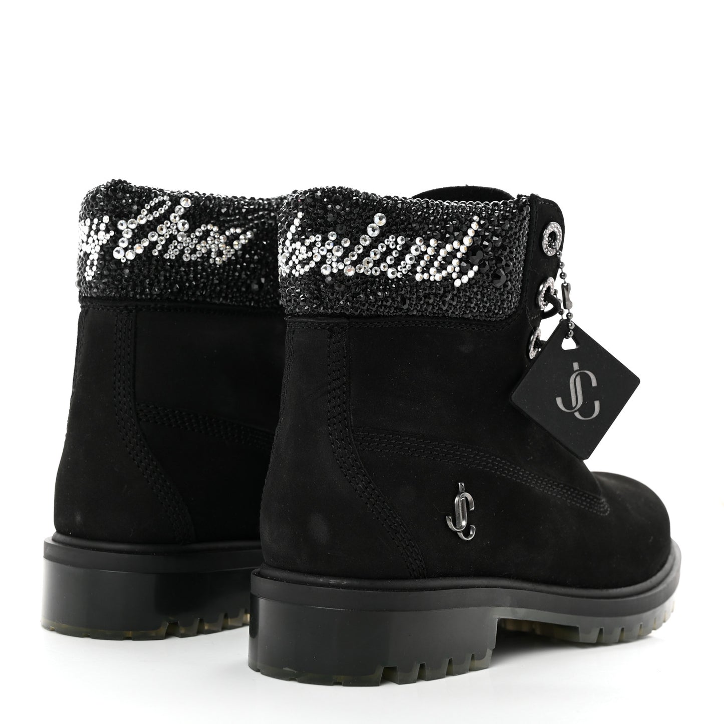 X TIMBERLAND Nubuck Swarovski Crystal Womens Ankle Boots 7 Black