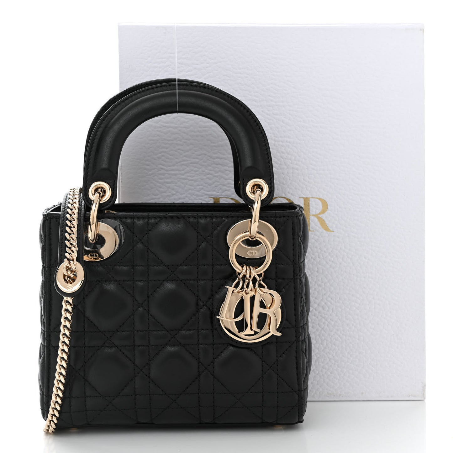 Lambskin Cannage Mini Lady Dior Black