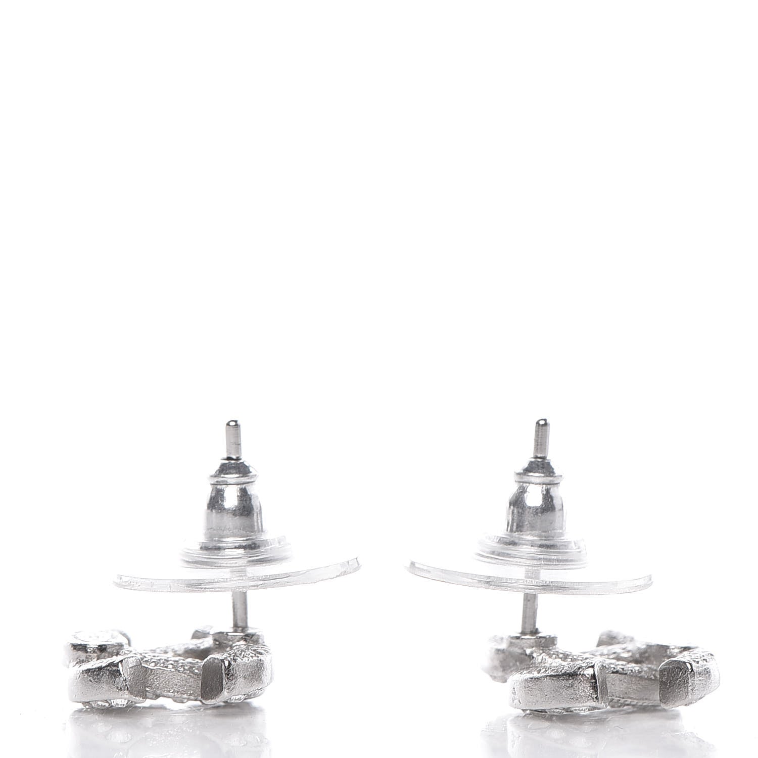 Chanel Crystal Mini Timeless CC Earrings Silver 3 of 5