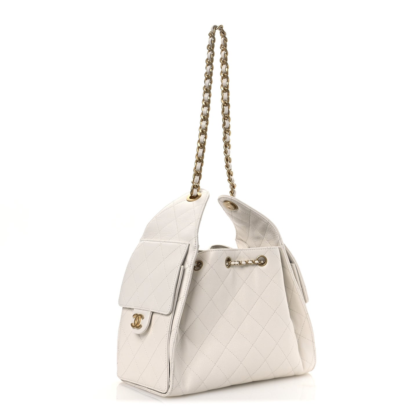Caviar Quilted Small Chanel 25 Handbag White