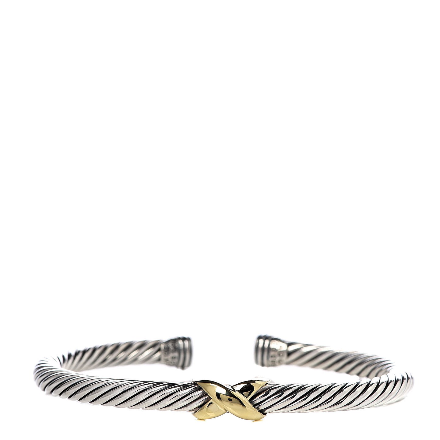 Sterling Silver 14K Yellow Gold 5mm X Station Cable Bracelet
