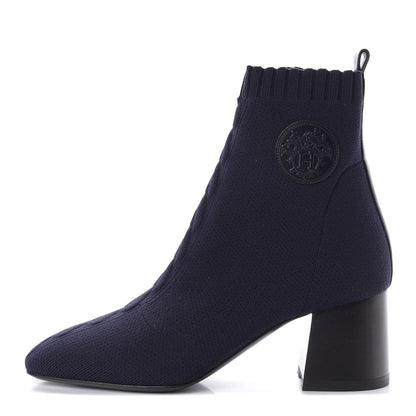 Hermes Knit Calfskin Volver 60 Ankle Boots 38 Bleu Diplomatique 1 of 9